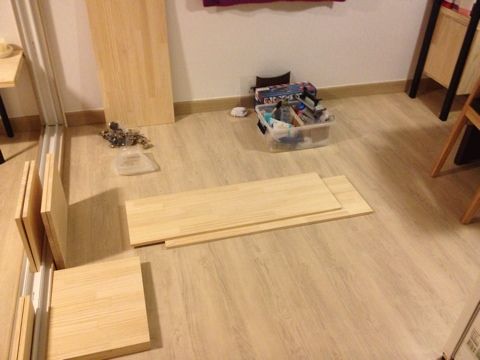 싱크대경첩으로 문을 낸 3단 책장