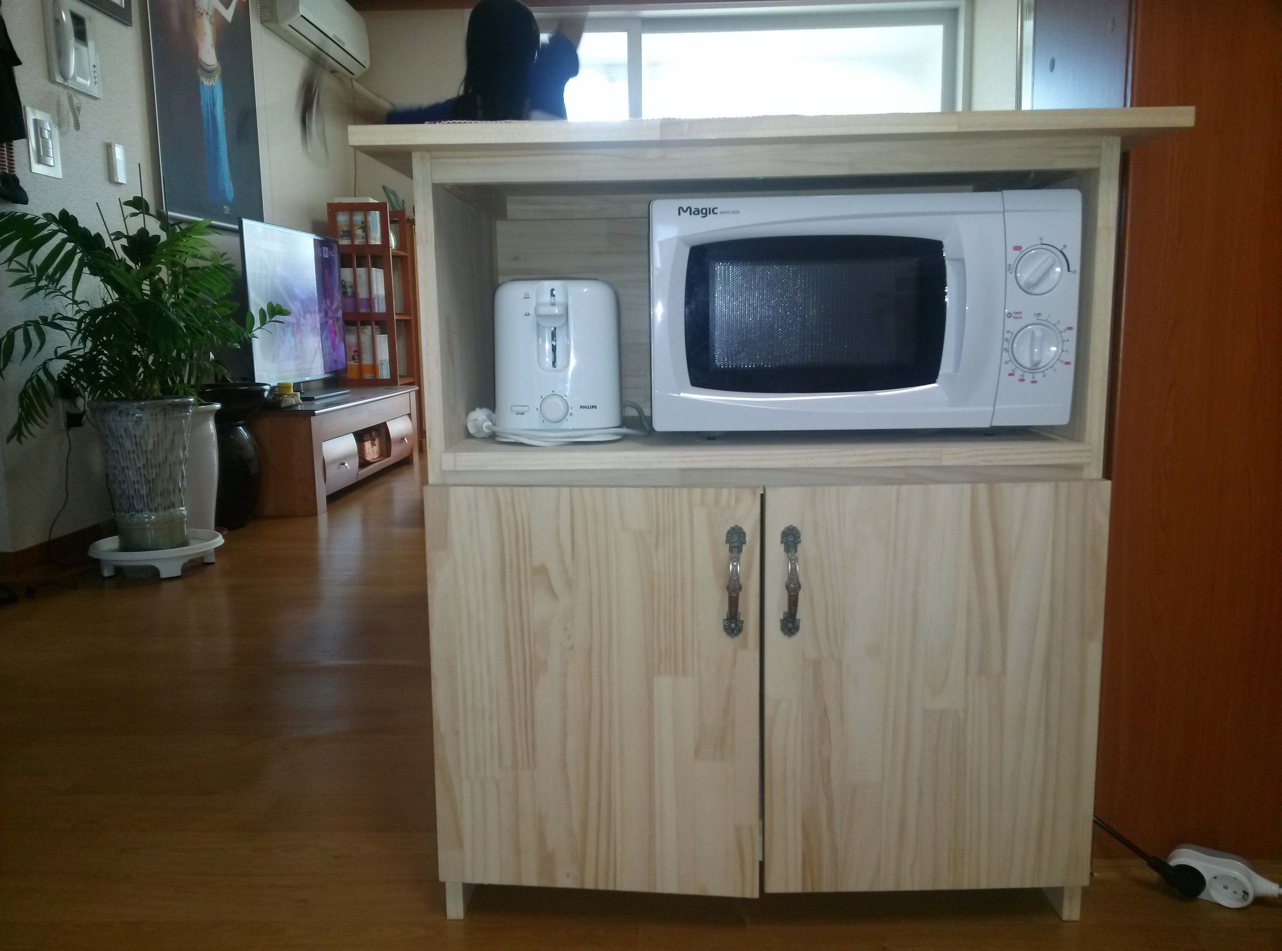 집성목 자작 전자렌지대