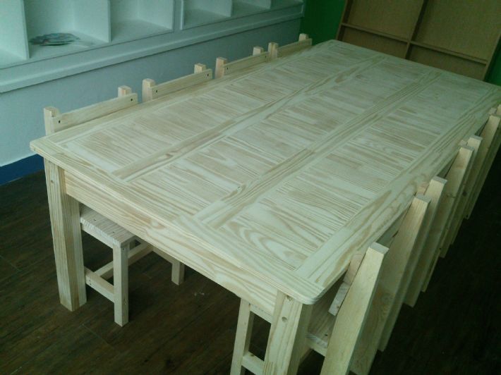 미송 집성원목 서랍 없는 책상