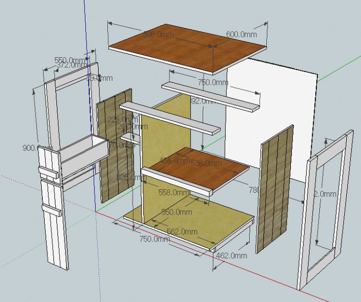 스프러스 판재로 만든 쌀통밥솥렌지장.