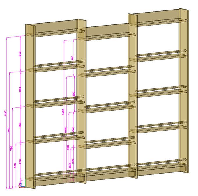 편백나무로 만든 전면책장