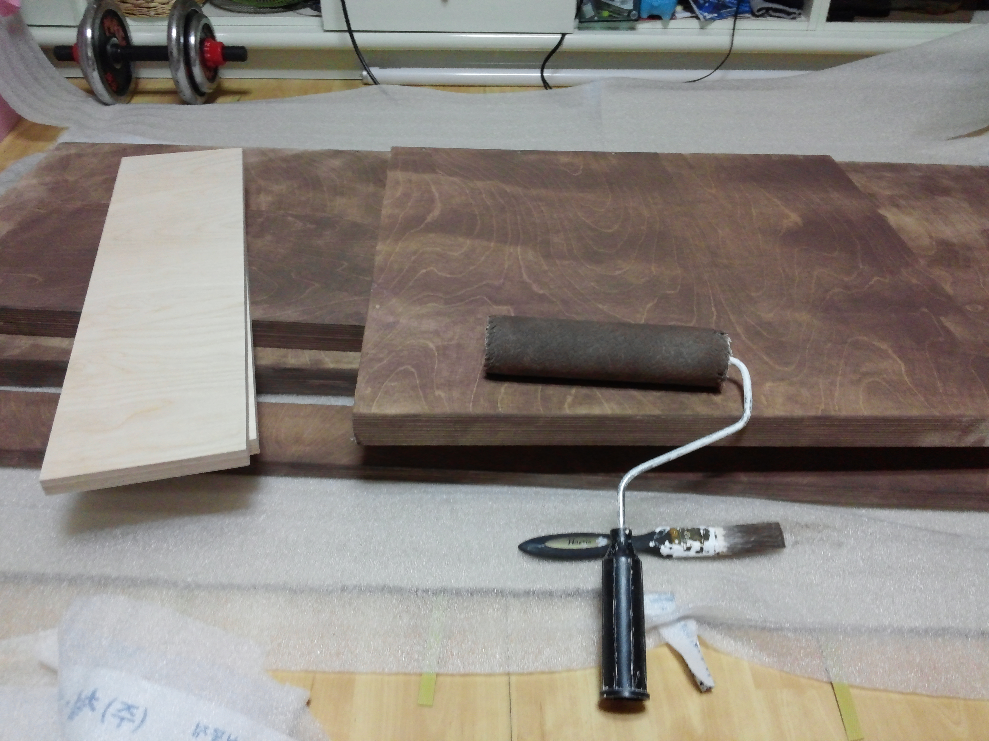 자작합판으로 만든 싱크상판