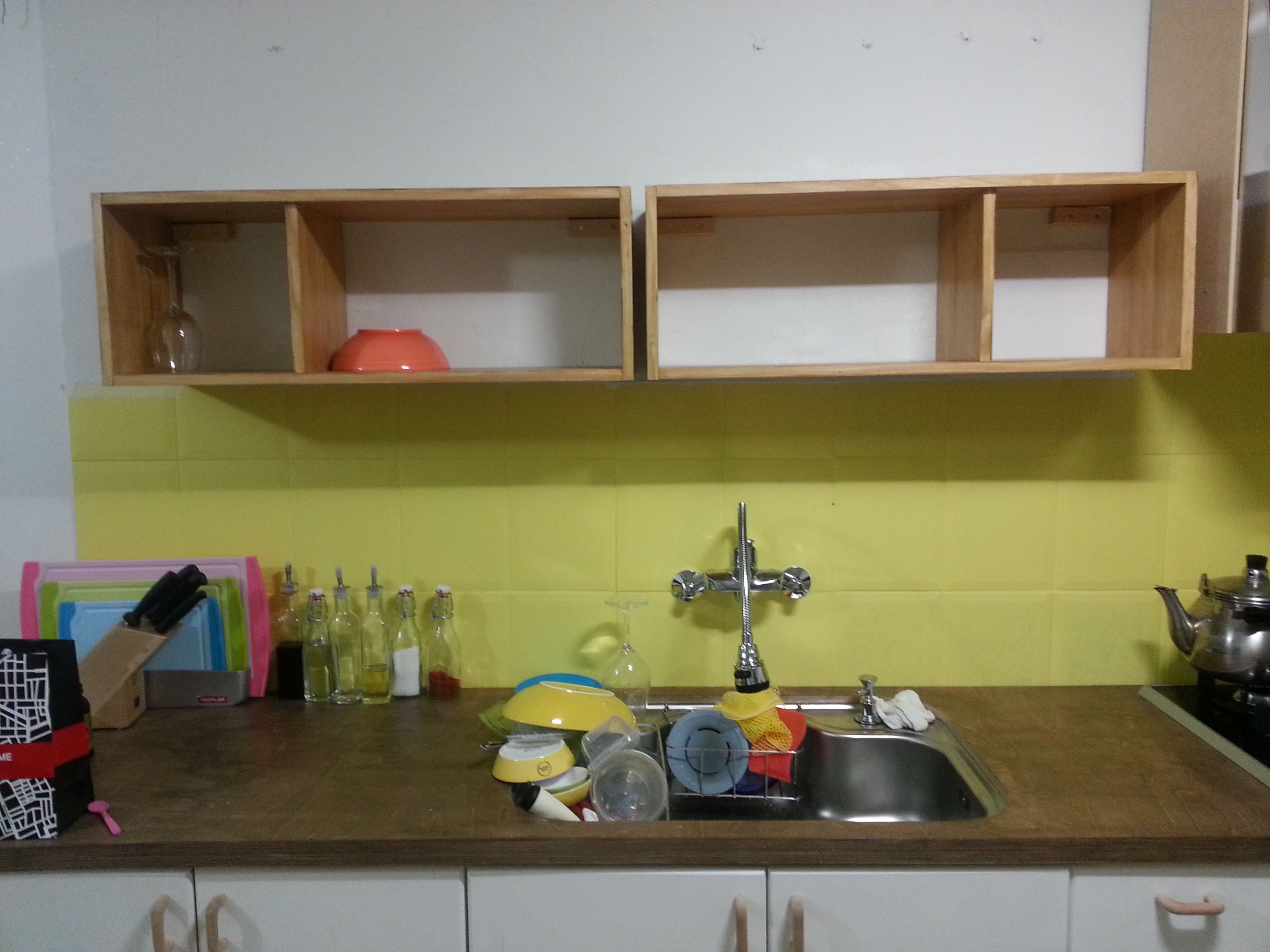 자작나무 싱크대 상판 교체.