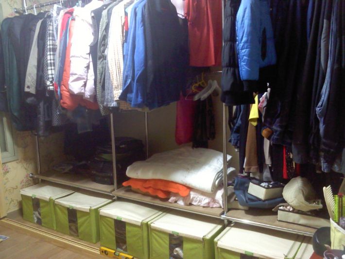 원목 전통 격자 미닫이 붙박이장