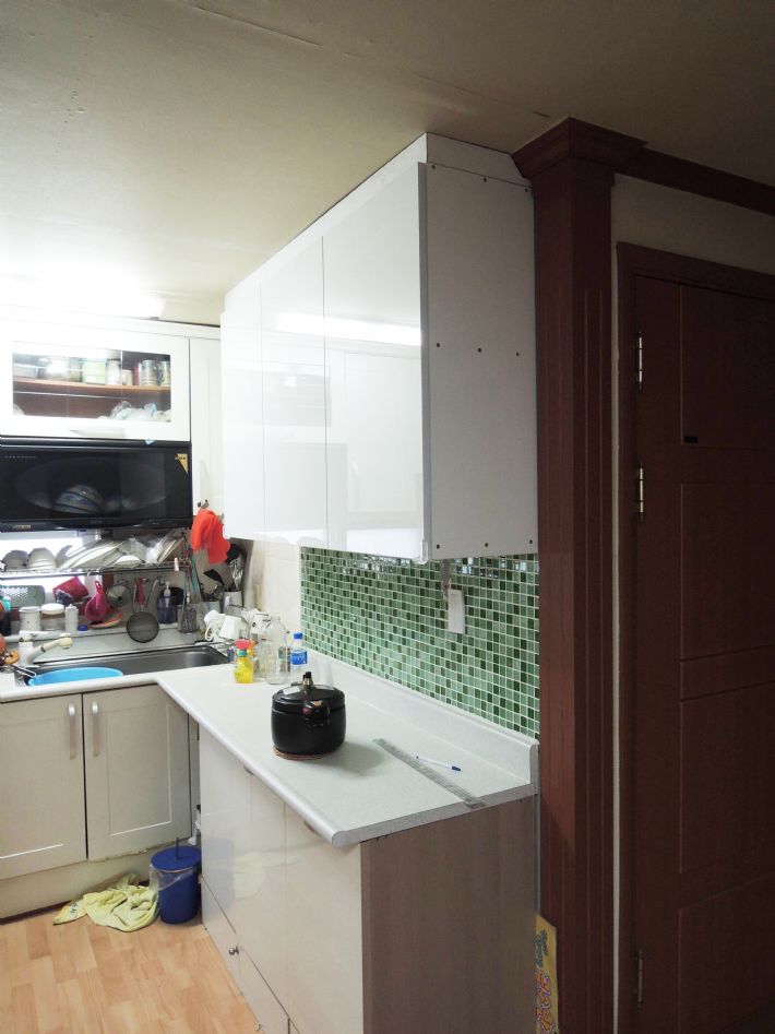 싱크대 상부장_UV고광택 18mm 흰색