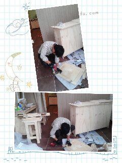 소나무 시즈닝 주방 수납장