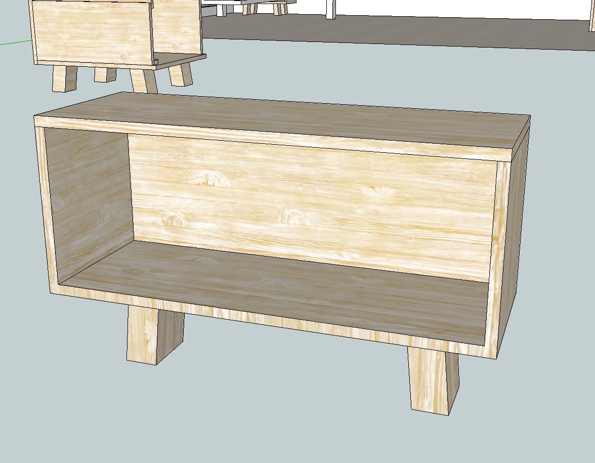 집성목으로 만든 여러가지 수납선반 및 테이블