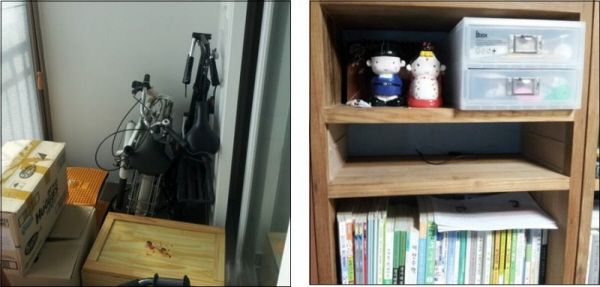 베란다 수납장과 책장에 서랍 만들어 넣기