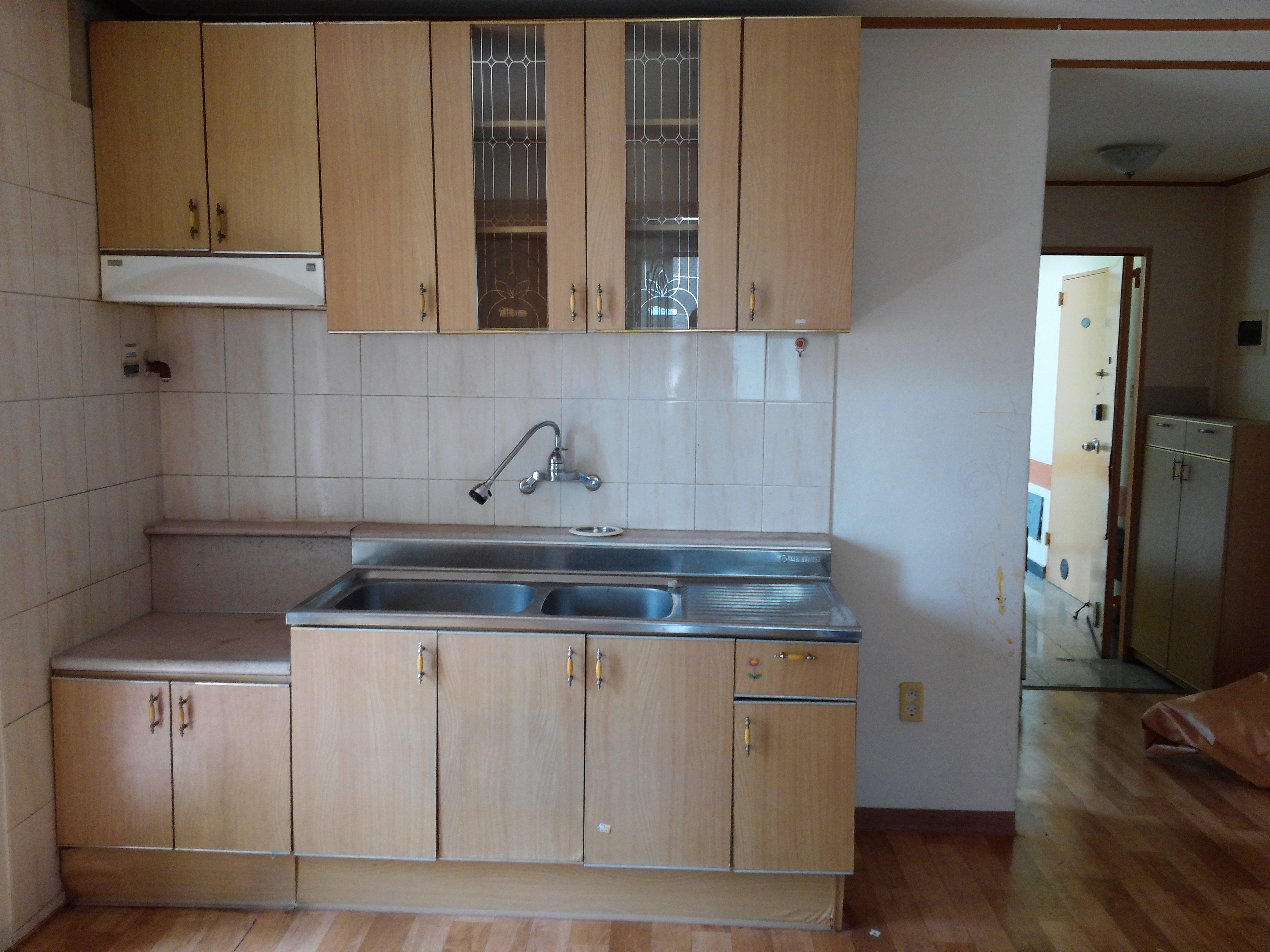 싱크대 원목상부장 설치