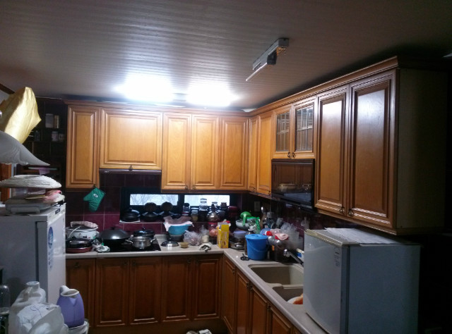 원목씽크대 리모델링 (원목상판 철천지구입)