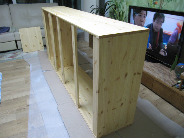 홍송집성목 책장에 텅오일 칠하기