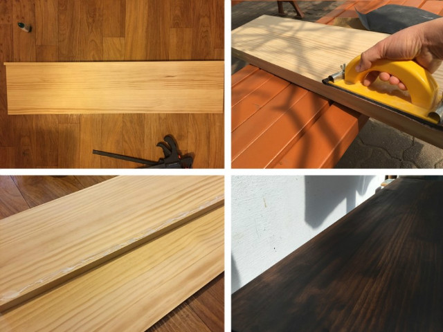 소나무집성목으로 만든 벽선반