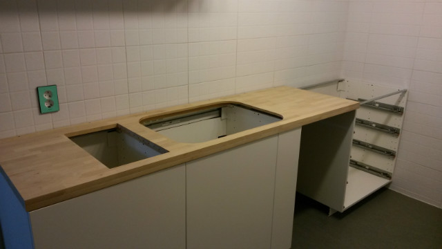 이케아 싱크장이랑 철천지 오리나무 상판으로 싱크대 완성했어요!