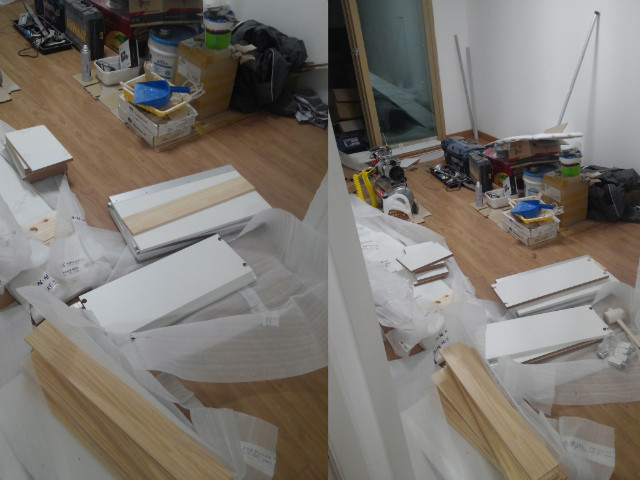 슬림 3단 신발장 2개을 이용한 아파트 신발장 말들기