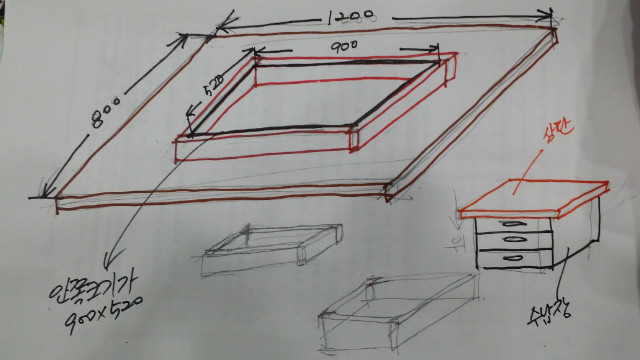 뉴송 상판으로 아일랜드 식탁 만들기