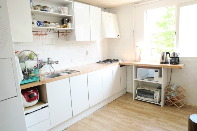 오리나무 원목 상판 싱크대 만들기