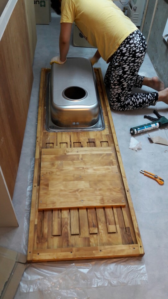 싱크대 리폼/해체후 잘라서 다시 만들었어요