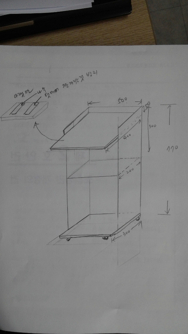 편백나무로 만든 침대용 협탁