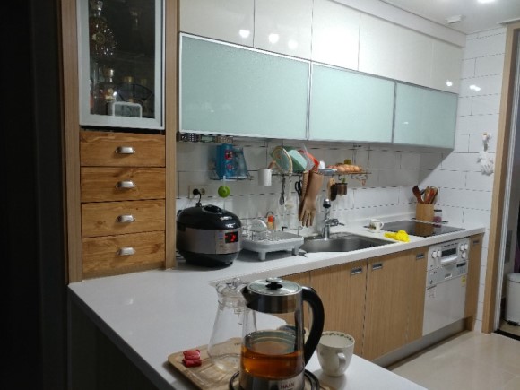 싱크대 상부장 문짝 교체 내부 선반+접시렉 설치