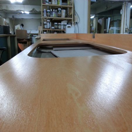 원목(특수목) 싱크대상판 36mm(뒷턱포함,싱크볼 별매)(자작합판) (1980*36*650)(도색 완제품)(스테인   바니쉬 반광 네츄럴 오크)(1개)