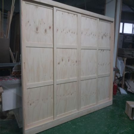 시즈닝 원목 미닫이문 (문틀폭 64mm 중간판 홈가공없음) (2880*2105*100)(1개)