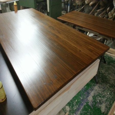 집성목 천연 원목 건강 식탁(소나무) (1400*730*700)(도색 완제품)(스테인 미디엄 오크)(2개)