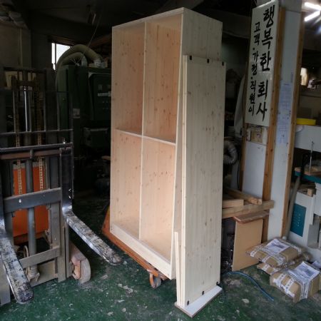 베이직 미닫이 원목 옷장 18mm(스프러스) (1200*2000*600)(조립 완제품)(1개)