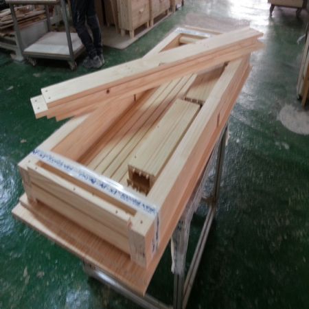 천연 원목 건강 일반 책상 서랍없음(사각다리_미송 집성원목)(소나무) (1500*750*600)(2개)