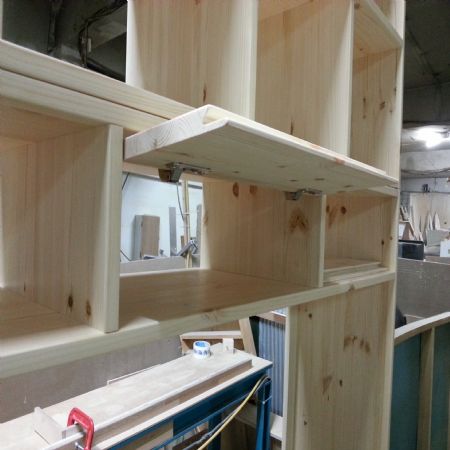 베이직 거실 책장(홍송) (3200*2092*350)(조립 완제품)(1개)