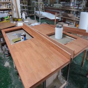 원목(특수목) 싱크대상판 36mm(뒷턱포함,싱크볼 별매)(오리나무) (3300*36*650)(도색 완제품)(스테인   바니쉬 반광 네츄럴 오크)(1개)