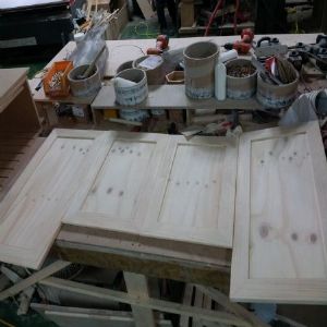 싱크대 ( 상부장1600 mm * 800 mm * 310 mm)(소나무문짝)(0 mm)(내부장 오크색)