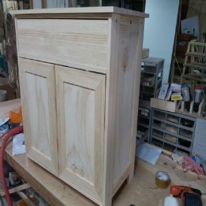 시즈닝 주방수납장 트윈 18mm(소나무) (800*885*450)()(1개)