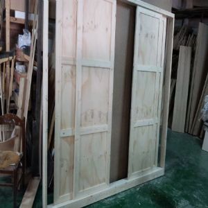 시즈닝 원목 미닫이문 (문틀폭 64mm, 3칸 나눔) (2227*2177*100)(1개)