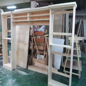 웨스턴 원목 거실 수납장 기본형 세트(간편조립)문,서랍 별매(스프러스) (3500*2180*300)(1개)