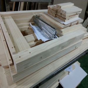 천연 원목 건강 트윈 서랍 책상(사각다리_미송 집성원목)(소나무) (1200*750*700)(1개)