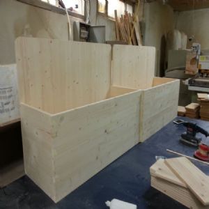 맞춤형 수납의자(스프러스) (1000*400*400)(샌딩 조립 페인트)(바니쉬)(반광)(2개)