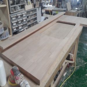 싱크대상판 원목(특수목) 36mm(뒷턱포함,싱크볼 별매)(1.볼규격 JS850)(오리나무) (2128*36*620)(1개)