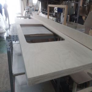 싱크대상판 원목(특수목) 36mm(뒷턱포함,싱크볼 별매)(1.볼규격 JS850)(자작합판) (2400*36*600)(페인트)(바니쉬)(반광)(1개)