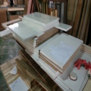 싱크대 ( 상부장600 mm * 800 mm * 310 mm 하부장1220 mm * 700 mm * 570 mm)(UV백색)(0 mm)(내부장 오크색)