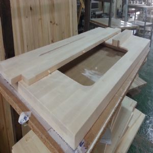 싱크대상판 원목(특수목) 36mm(뒷턱포함,싱크볼 별매)(샌딩포함)(4.볼규격 USS630)(자작나무) (1200*36*600)()(1개)