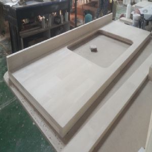 싱크대상판 원목(특수목) 36mm(뒷턱포함,싱크볼 별매)(1.볼규격 JS850)(자작나무) (2100*36*550)(샌딩)(1개)