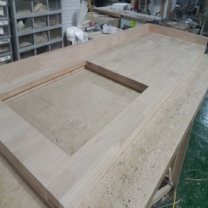 싱크대 ( 하부장2568 mm * 700 mm * 570 mm)(물푸레문짝)(0mm)(내부장 오크색)