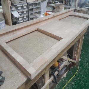 싱크대상판 원목(특수목) 36mm(뒷턱포함,싱크볼 별매)(2.볼규격 JS870)(오리나무) (2200*36*650)(샌딩)(1개)