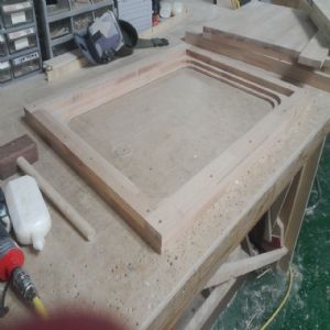 싱크대 ( 하부장2200 mm * 700 mm * 570 mm)(물푸레문짝)(0 mm)(내부장 오크색)