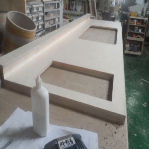 싱크대상판 원목(특수목) 36mm(뒷턱포함,싱크볼 별매)(1.볼규격 JS850)(자작합판) (2350*36*600)(샌딩)(1개)