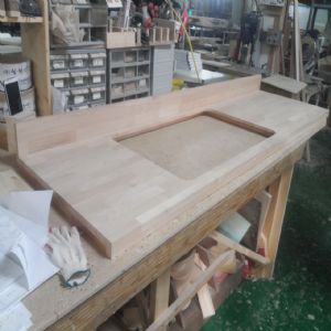 싱크대상판 원목(특수목) 36mm(뒷턱포함,싱크볼 별매)(1.볼규격 JS850)(오리나무) (1560*36*600)(1개)