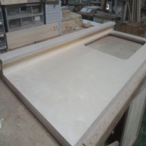 싱크대상판 원목(특수목) 36mm(뒷턱포함,싱크볼 별매)(볼 USS630)(자작합판) (1400*36*580)(1개)