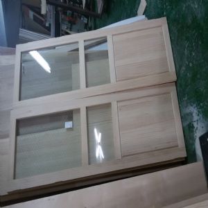 웨스턴 스윙도어 양쪽 여닫이 원목 중문(망입강화유리)(소나무) (1200*2290*100)(1개)