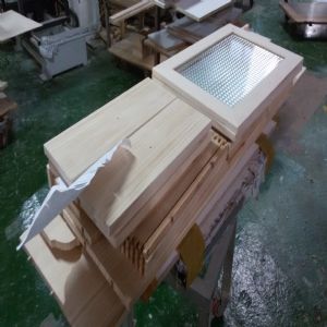 유로 원목 투명문 수납장(고방강화유리)(소나무) (1420*1240*400)(샌딩)(1개)