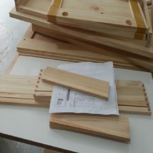 시즈닝 주방수납장 트윈 18mm(소나무) (910*870*430)(샌딩)(1개)